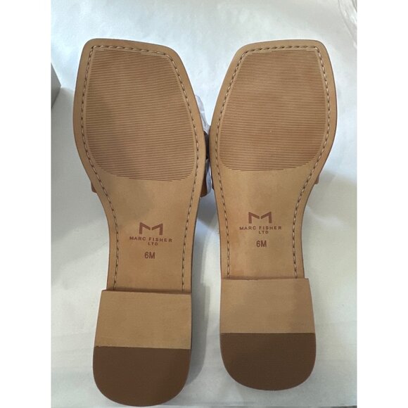 Marc Fisher Rosely NEW in box natural leather with silvertone chain sz 6M sandal - Picture 4 of 6